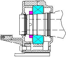 Dryer front bearing assembly cross-section