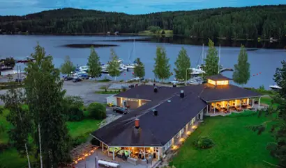 Aerial view of a restaurant in Lake Päijänne area
