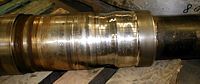 Excessively worn shaft sleeve
