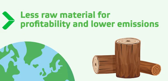 Less raw material in paper making for profitability and lower emissions