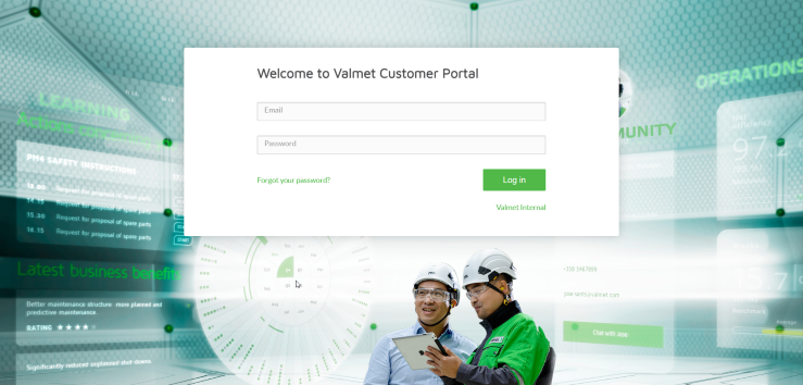 Valmet Customer Portal login picture