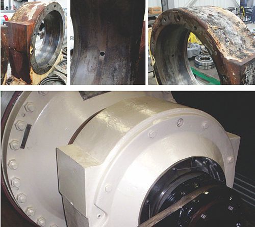 3rd press top roll, before (top 3 images) and after reconditioning (lower)