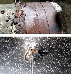 Example of heavy wear and corrosion and mechanical failure