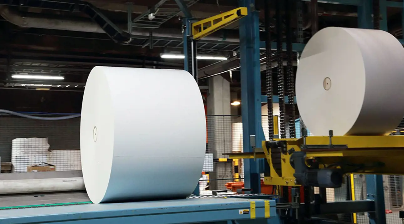 Paper rolls inside paper mill
