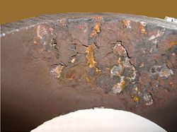 Thick localized deposit on boiler tube