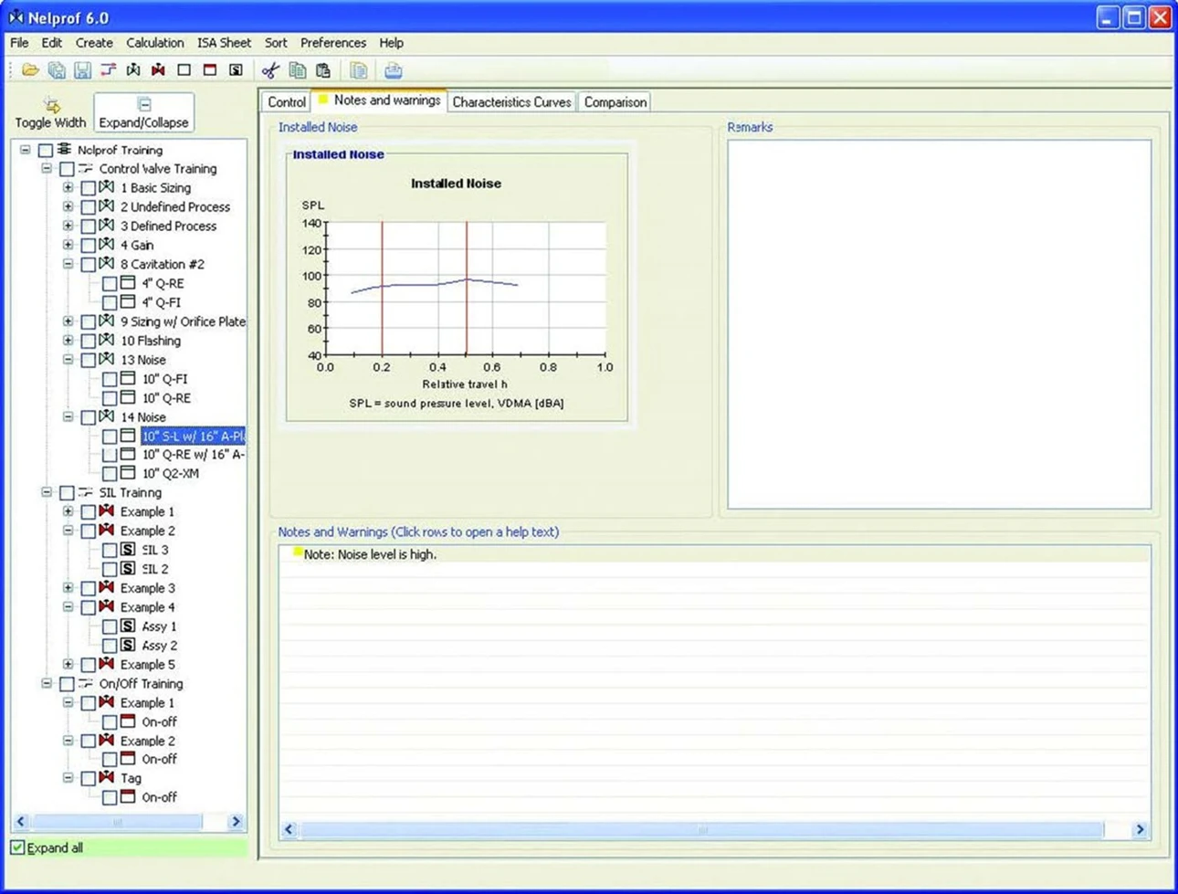 Captura de tela da ferramenta de seleção de válvulas Nelprof