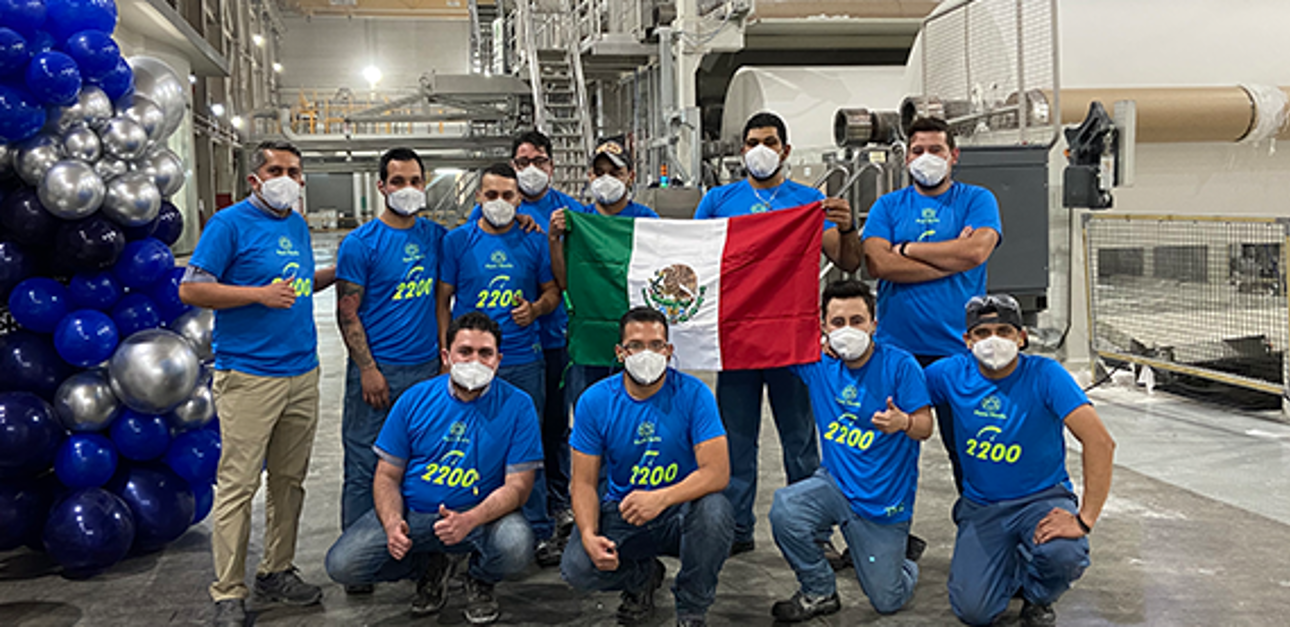 The team at Kimberly Clark's Morelia Mill in Mexico after breaking the world-record