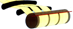 Dual bowed roll spreader isometric view