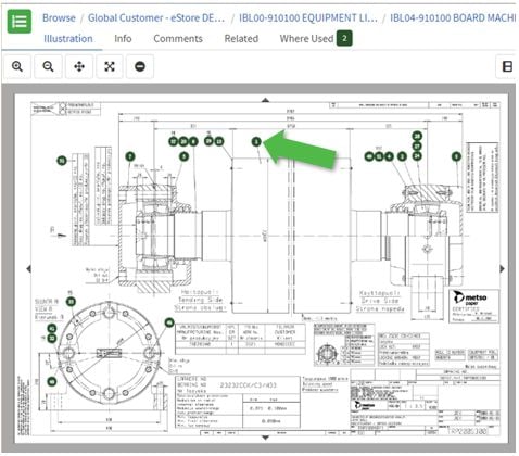 eStore view drawing and select part