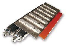 Doctor blade holder with tubes attached.