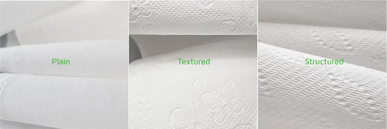 plain, textured and structured tissue paper produced on Valmet tissue machines