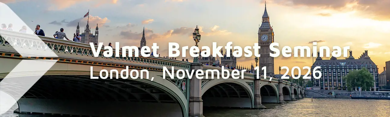 London skyline with text Valmet Breakfase Seminar