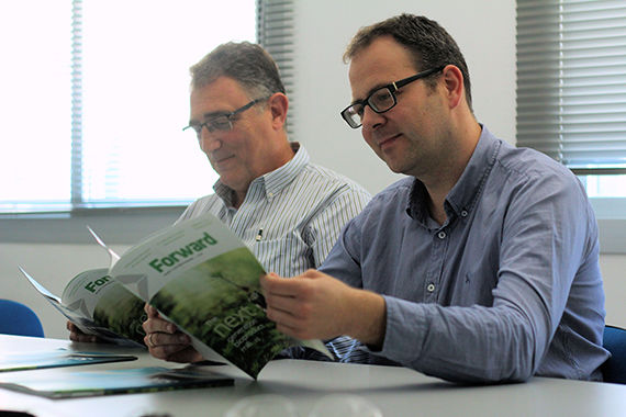 Alberto Mena (on the left), Head of Pulp and Chemicals for R&amp;D&amp;i projects, and Diego Compaired, Innovation Technology Project Manager of SAICA.