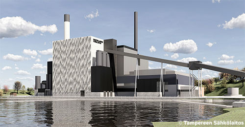 Havainnekuva Tampereen S&auml;hk&ouml;laitos Oy:n Naistenlahden voimalaitoksesta.