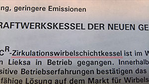 Circulating fluidized bed boiler in German