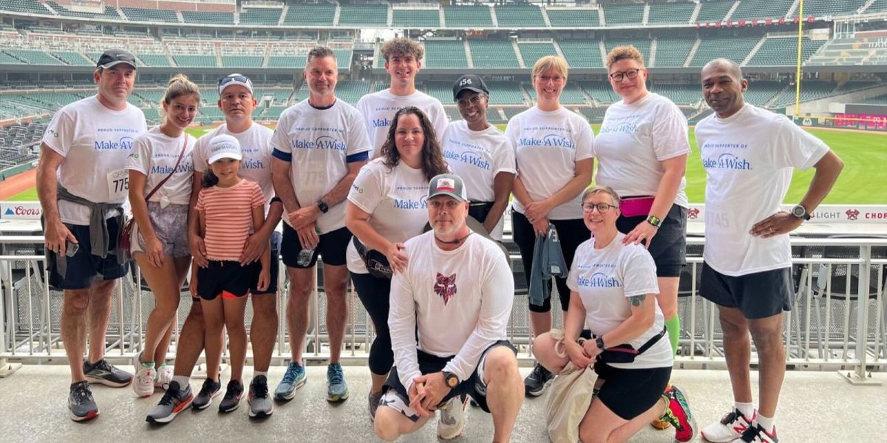 Group of Valmet employees wearing Make-A-wish t-shirts