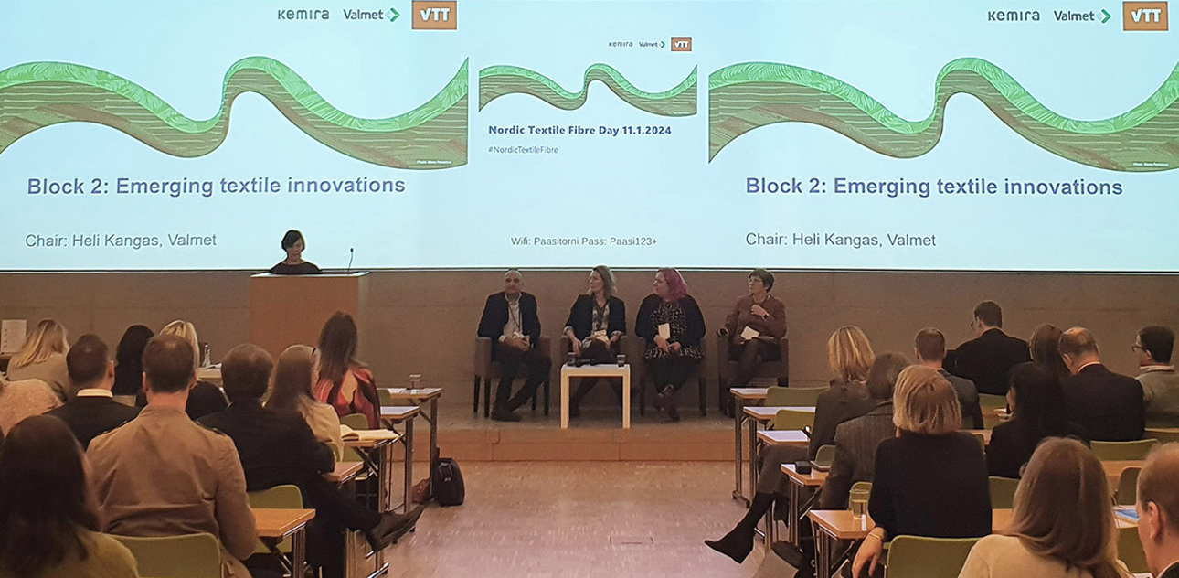 Panel discussion at the Nordic Textile Fibre Day, hosted by Heli Kangas