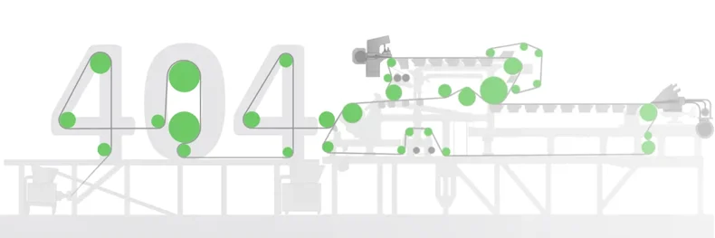 A 404 error page from Valmet's website, featuring a clean and modern design with a white background and a subtle grey overlay. The text '404' is prominently displayed in large, bold font at the center, indicating that the requested page could not be found.