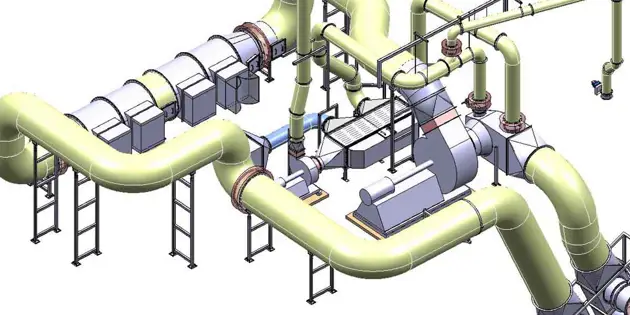 A close up of the electric heaters and hydrogen burners for heating up the Yankee hood.
